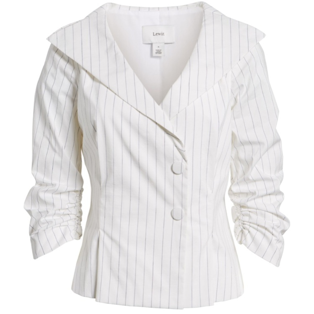 Lewit Pinstripe Peplum Back Blouse